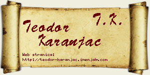 Teodor Karanjac vizit kartica